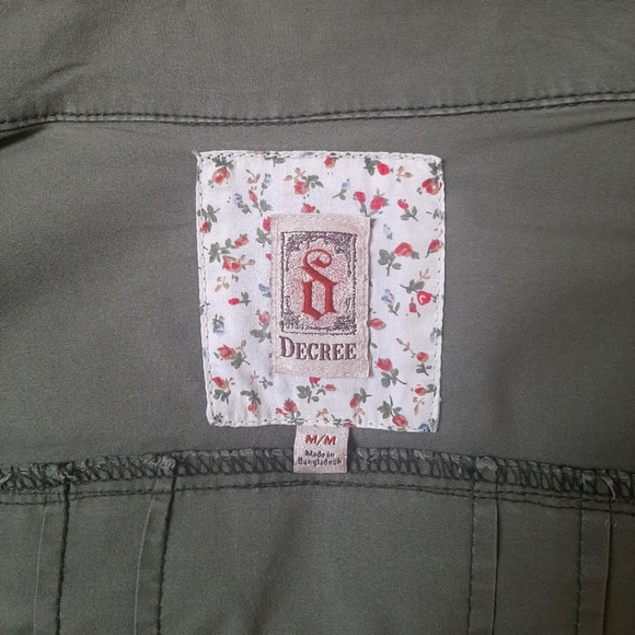 Decree Zip Up Military Utility Cargo Jacket With Tie Front - Picture 8 of 8